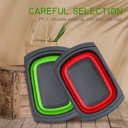 Silicone Collapsible Over The Sink Retractable Colander With Handle Kitchen Folding Strainer Bowls Drain Water Filter Basket New