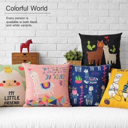 Nordic Alpaca Lovely Simple modern Cartoon Pillow Cover Home Decorative Pillows Linen Pillow Case Office Sofa Cushion Cover