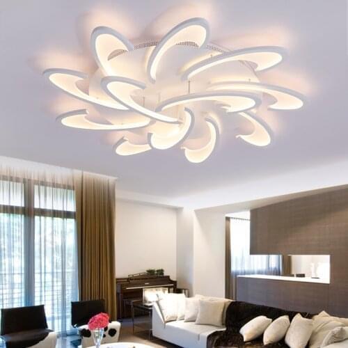 Modern LED Ceiling Lights White Dimmable With Remote Round Petal Lighting Led Ceiling Lamps for Living Room Bedroom Kitchen