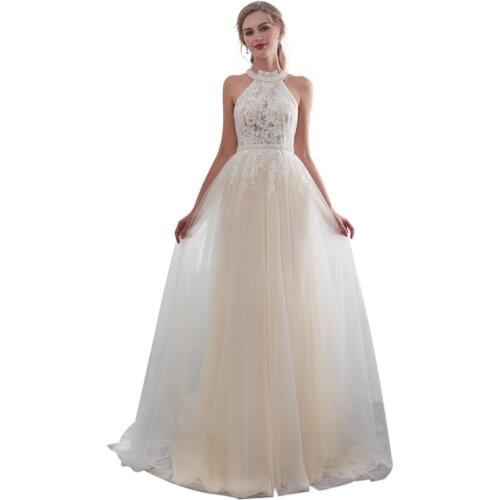 Special round neck Tulle Lace Beaded sleeveless Decal floor length party one-piece Evening Dress Embroidery