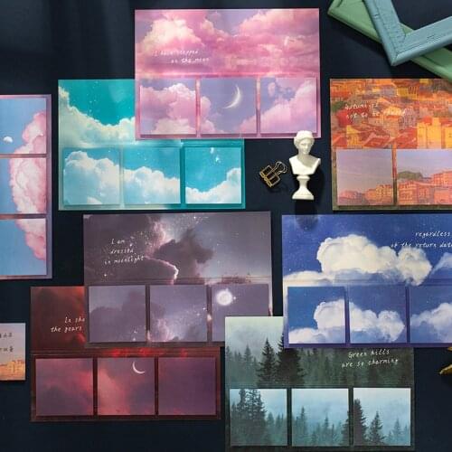 60 pcs Kawaii Notepad Writable Stationery INS photo sky sticky notes office accessories memo pad Diary
