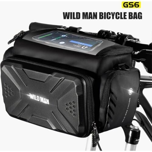 WILD MAN GS6 Bicycle Bag EVA Hard Shell Waterproof Touch Screen High Capacity Front Tube Frame Mountain Bike Bike Accessories