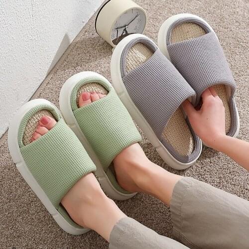 Cotton slippers for female summer indoor home household couple floor non-slip soft bottom men slides leisure womens shoes