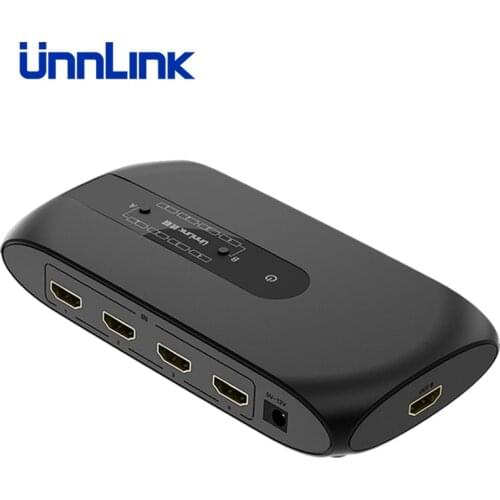 Unnlink HDMI-compatible Matrix Splitter Scaler 4x2 UHD 4K Support 3D Visual Remote Switch with 3.5mm jack Audio Optical Toslink