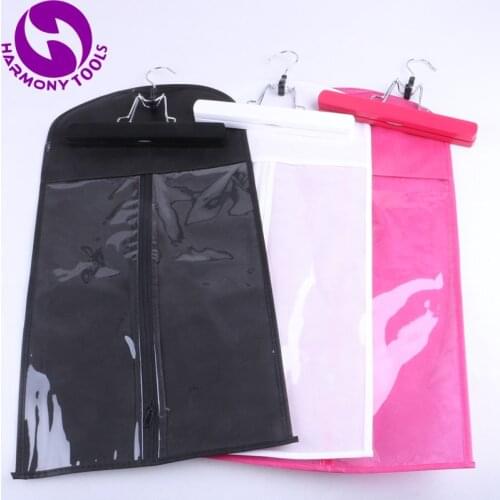 10 Sets Black,Pink or White Zipper bag Hanger for Hair Extensions Suit Case Bags Hair Packaging for Clip Weft hair and Ponytail