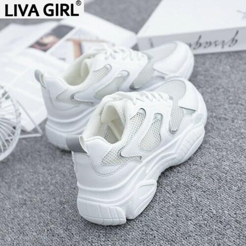 2019 Korean version of the old retro wild womens vulcanized shoes Harajuku street shoot casual shoes rose thick white shoes