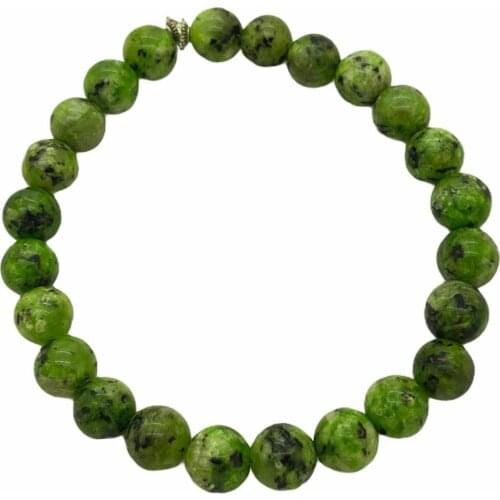 Stem Emerald Green Color 8 Mm Natural Stone Flexible Drawstring Women Men Bracelet Model