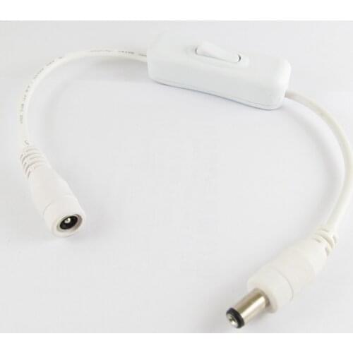 1pc White 30cm 2.1x5.5mm 2.1mm Male to Female DC Power Cable With On/Off Switch