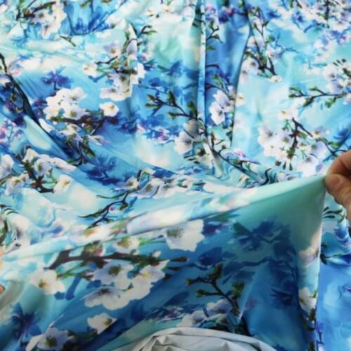 1yard*155cm 4 Way Stretch Material Plum Floral Fabric For Dancing Dress Blouse Swim