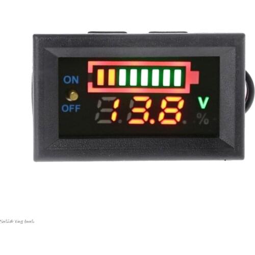 12V Car Lead Acid Battery Charge Level Indicator Battery Tester Lithium Battery Capacity Meter LED Tester Voltmeter Dual Display