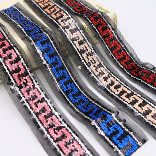 16Yards Retro Sequins Sewing Lace Ethnic Wind Ribbon Hat Belt DIY Dress Cloth Mesh Lace Fabric Trim Wedding Party Decoration