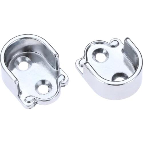 2 Pcs Zinc Alloy Home Wall Mounted Pipe Tube Wardrobe Clothes Tube Rail Supports Brackets Hanger Furniture Hardware Silver