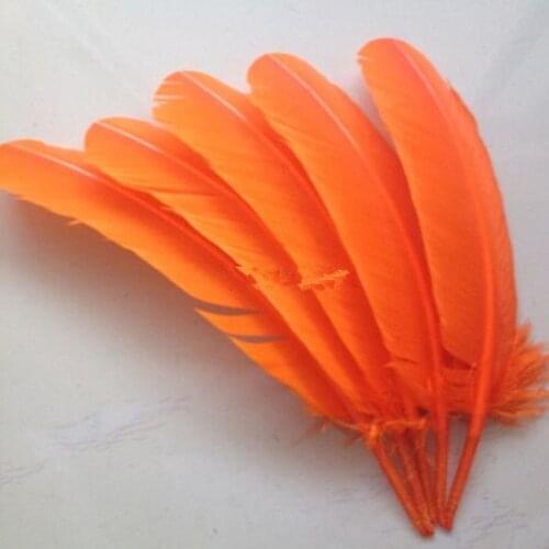 25-30cm 50pcs/lot pure orange swan 10-12inch goose feather plumes party hat decorations Turkey feather