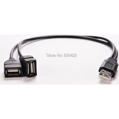 300pcs/lot New USB 2.0 A Male To 2 Dual USB Female Power Cord Adapter Extension Cable Lead High Quality
