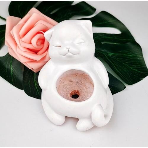 3D Cute Animal Cat Flowerpot silicone Mould Concrete Succulent Planter Mold Handmade Creative Plaster Resin Clay Crafts