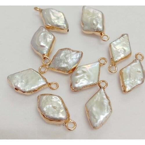 5 PCS /LOT 100% freshwater loose pearl with baroque shape, rhombus shape baroque shape with one hanger ,DIY PEARL BEADS
