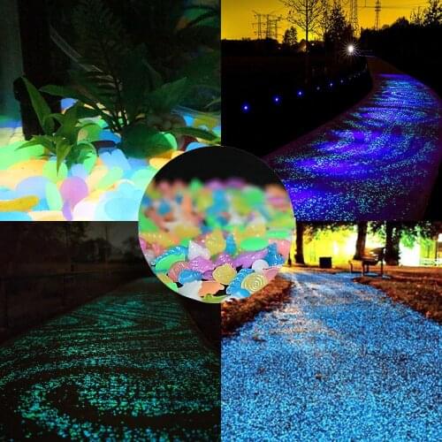50pcs Luminous Stones Shell Starfish Shaped For Fish Tank Table Walkways Garden Glowing in the Dark Pebble Rocks Decor