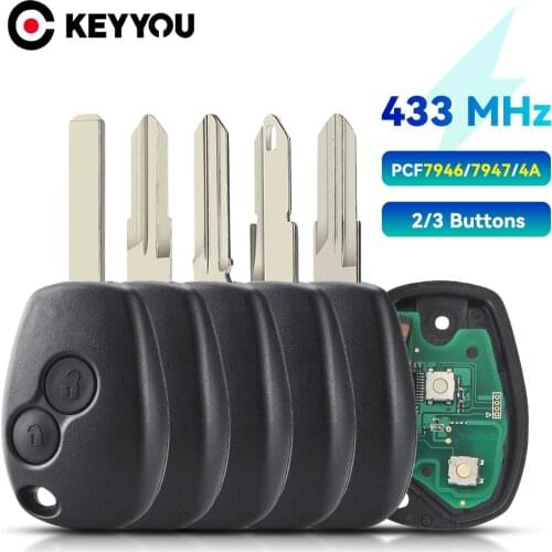 KEYYOU 2 3 Buttons Keyless Remote Control Key Fob 433MHz With PCF7947 Chip For Renault Clio Kangoo Master Modus Logan Twingo Key