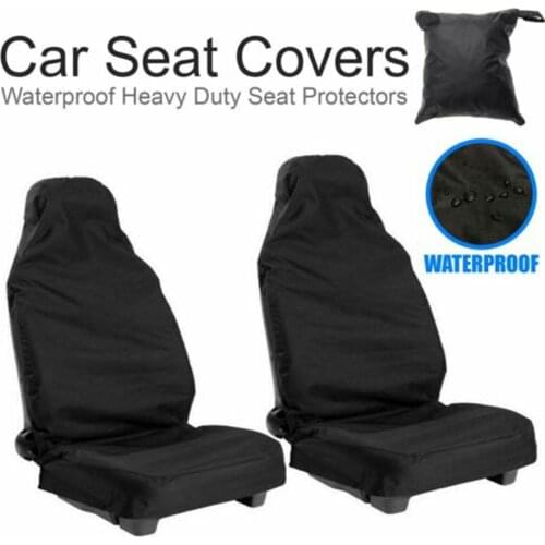 Mayitr 2pcs Black Nylon PVC Waterproof Front Car Van Auto Seat Covers Protectors Against Dirt Food Drink Stains Parts