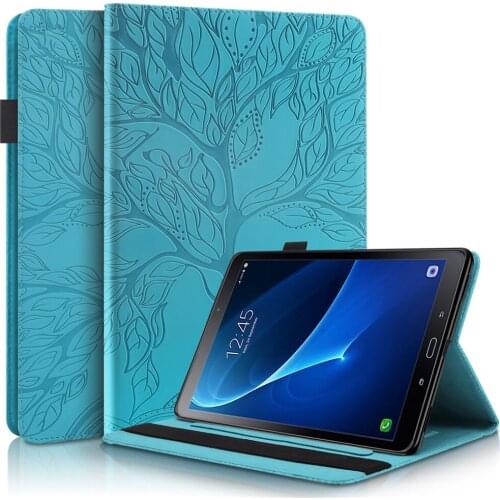 Tree Embossing Tablet Case for Samsung Tab A 10.5 2018 PU Leather Pencil Holder Card Slot Cover for Galaxy Tab A 10.5 T590 T595