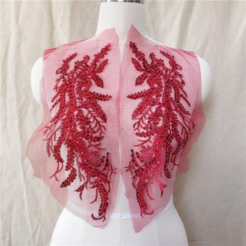 Flower Clothes Beads Fabric Appliques Embroidered Lace Collar Sew On Patches For Wedding Dress DIY Design Decoration Accessories