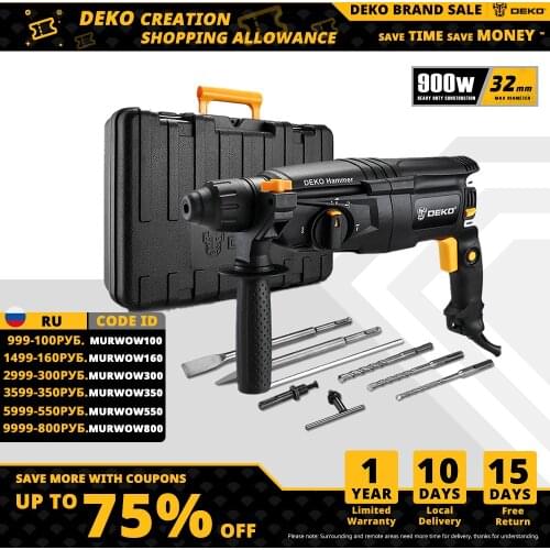 DEKO GJ181 220V 30mm 4 Functions AC Hammer Electric Hammer BMC 5 Pcs Accessories Impact Drill Electric Drill