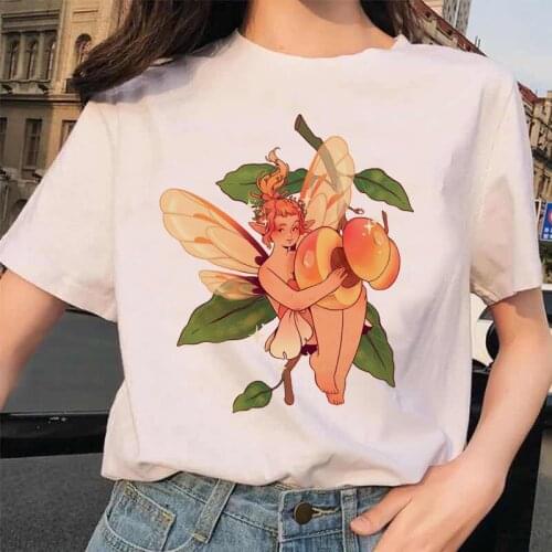 T-shirt Summer Peach Watercolor Fruit Cute Cartoon Lady T-shirts Tops T Shirt Ladies Woman tshirts Graphic Tee Female T-Shirt