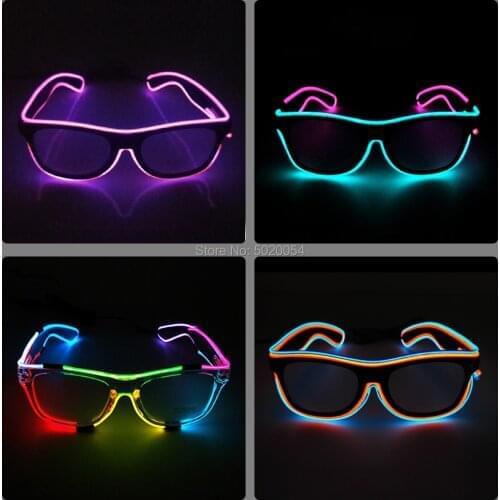Halloween Rave Neon Light Up Glasses EL Wire Eyewear Men Women Costume Props Luminous Led Glowing Sun Glasses