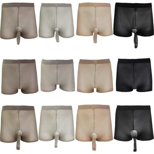 Unisex Pantyhose Stretchy Boxer Briefs Mens Sexy Open Closed Sheath Underwear Stocking Womens Thin Seamless Stretchy Stocking