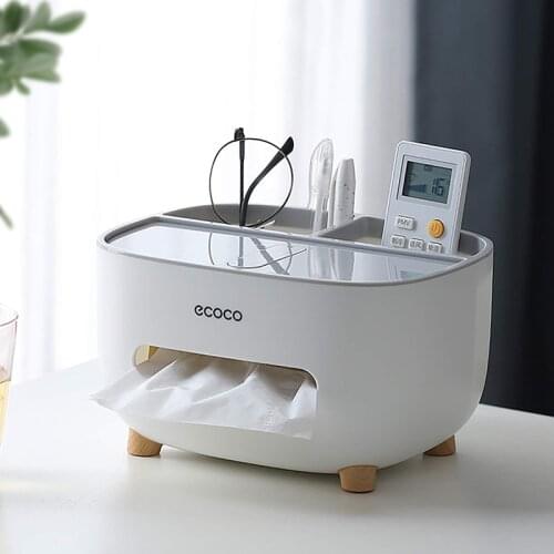 ECOCO Tissue Box Napkin Holder Multifunctional Sundries Storage Ontainer Living Room Remote Control Storage Box for Home, Office