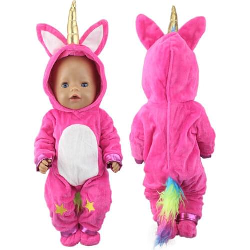 2021 Lovely pony Suits For 43cm Zapf Baby Born Doll 17inch Born Babies Boy Doll Clothes