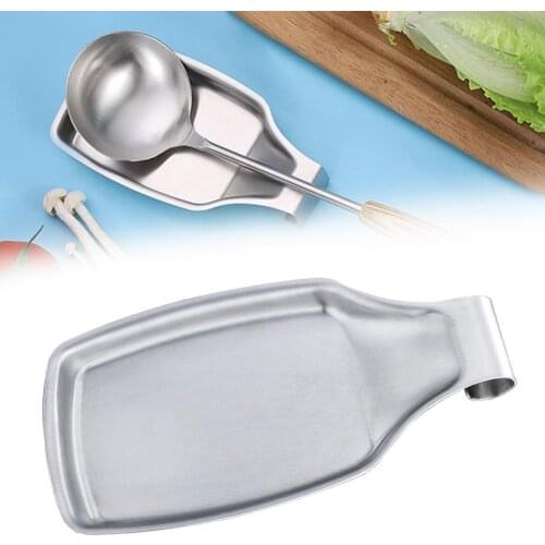 Stainless Steel Kitchen Spoon Rest Heat Resistant Utensil Spatula Holder Tray
