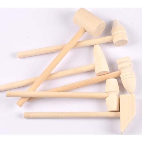 2Pcs Wooden Hammer Natural Wood Craft Mallet Carving For Seafood Crab Leather Jewelry Making Kids Toys Handicraft Tools m2688