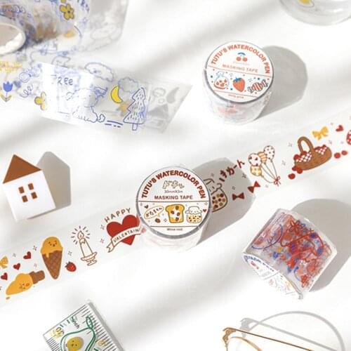 Cartoon Adhesive Masking Washi Tape Labels Sticker DIY Scrapbooking Masking Tape Adhesive Tape Stationery Planner Decoration