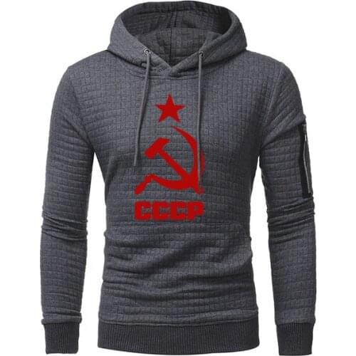 2021 Fashion casual men Hoodies CCCP Russian USSR Soviet Union Print Hooded Jacquard Mens Jacket cotton Sweatshirt