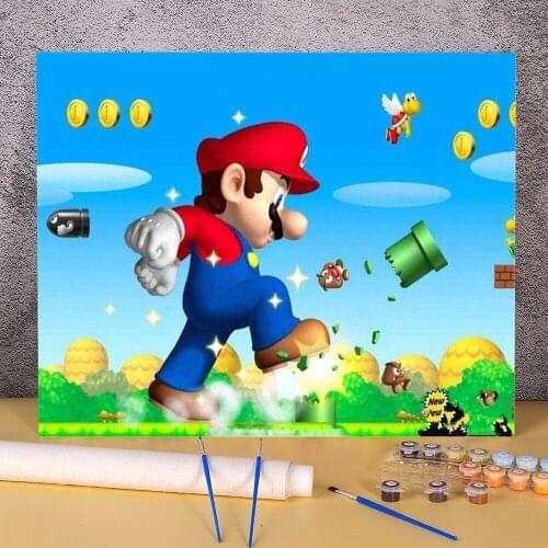Carton Mario Painting By Numbers Package Acrylic Paints 40*50 Picture By Numbers Photo Decoration For Adults Art