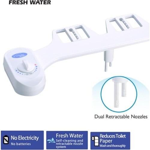 Bidet Sprayer Bidet Toilet Seat Attachment Dual Nozzles Fresh Water Spray Non-Electric for Home White Cleaning Tool