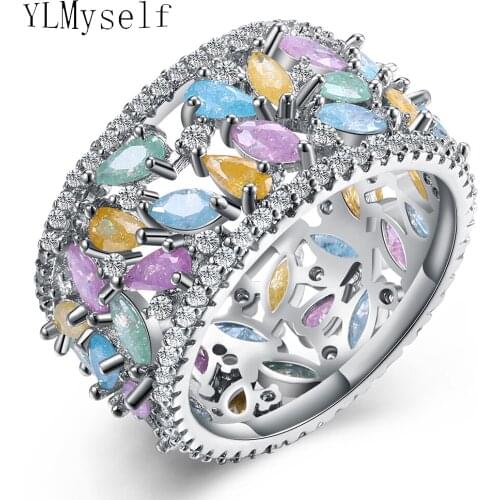 New News 2021 Spring Multi Colorful Ring New Assorted Color Zirconia Female Jewelry Luxury Accessories Fashion women rings