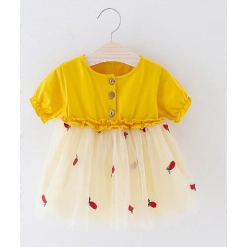 New 0-24M Casual Summer Baby Girl Dress Cotton Pineapple Cute Princess Party Bow Infant Vestidos BABY Voild Mesh