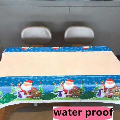 Disposable Christmas Tablecloth Cartoon Pattern PVC Tablecloth Water Oil Proof Dining Table Cover Christmas Decoration Home