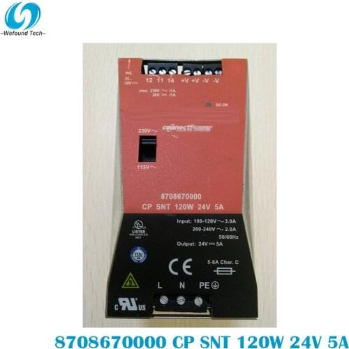 Original Weidmüller 8708670000 CP SNT 120W 24V 5A Rail Switching Power Supply Single Phase, 100% Tested BeforeShipment