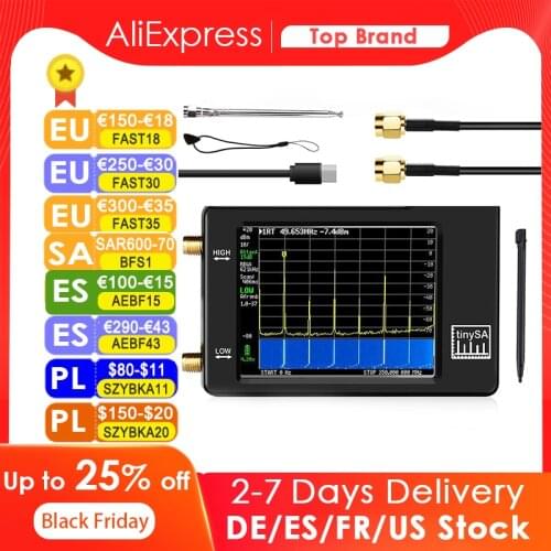 Portable TinySA Spectrum Analyzer, 2.8 inch Touch Screen Handheld Tiny Frequency Analyzer 100kHz to 960MHz MF/HF/VHF UHF Input