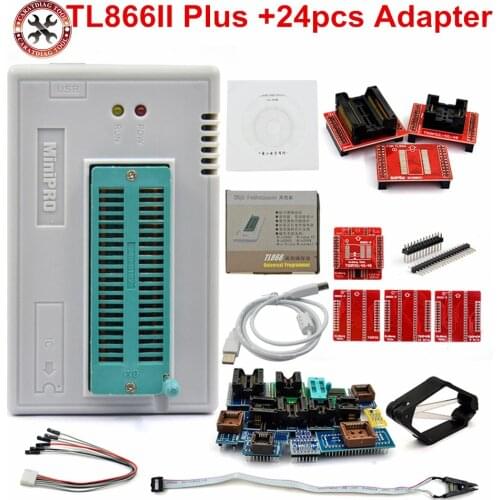 TL866II Plus USB Programmer support 15000+IC SPI Flash NAND EEPROM MCU PIC AVR replace TL866A TL866CS with 24 adapter for all