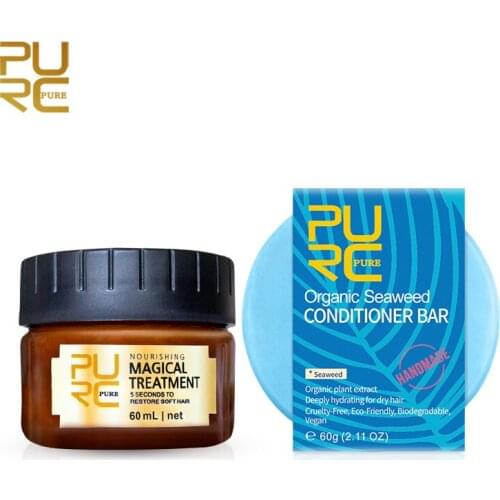 PURC Vegan Seaweed conditioner Bar shampoo soap and 5 seconds Repairs damage hair Magical hair mask hair care set