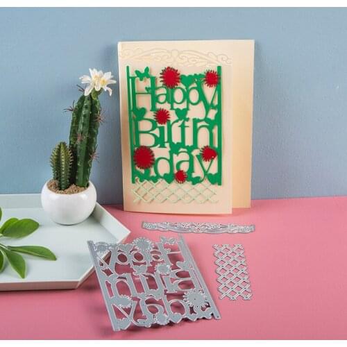 Craft dies Lace Grid Strip Happy Birthday Frame metal cutting dies Scrapbooking dies paper knife mould blade punch stencils dies