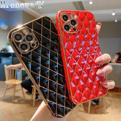 Luxury Gold Plating Phone Case For iPhone 12 11 Pro XR XS Max 12 Mini 7 8 Plus SE2 Geometric Soft Silicone Protective Back Cover