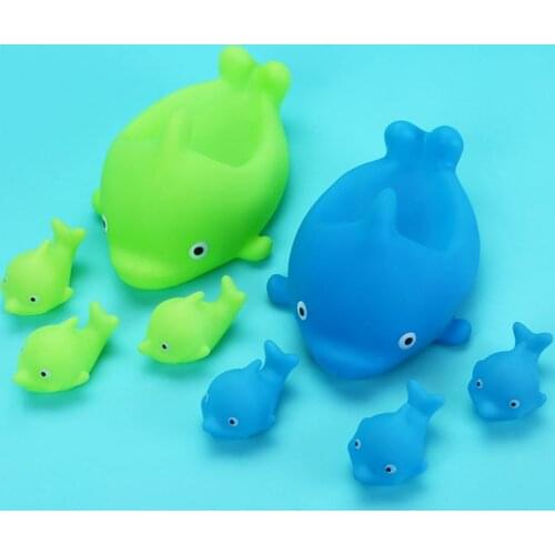 4Pcs Cute Water Spray Float Dolphin Bathroom Play Game Baby Bath Soft Squeeze Interactive Toy Set