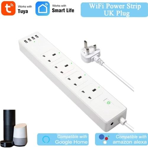 Smart Life UK Standard WiFi Smart Power Strip 4 Outlets 4 USB ports Smart Extension Cord Work With Alexa Echo and Google Nest