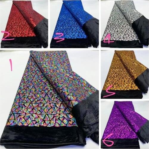 Party Q 2021 African velvet sequin lace fabric high quality lace George fabric Nigeria party dress VL2801