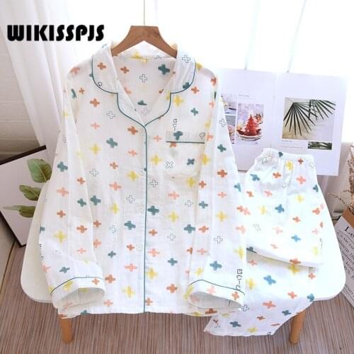 2021 Spring and Autumn Pajamas Womens Thin Long Sleeve Trousers Household Clothes Cotton Living Clothes Pajamas for Teen Girls